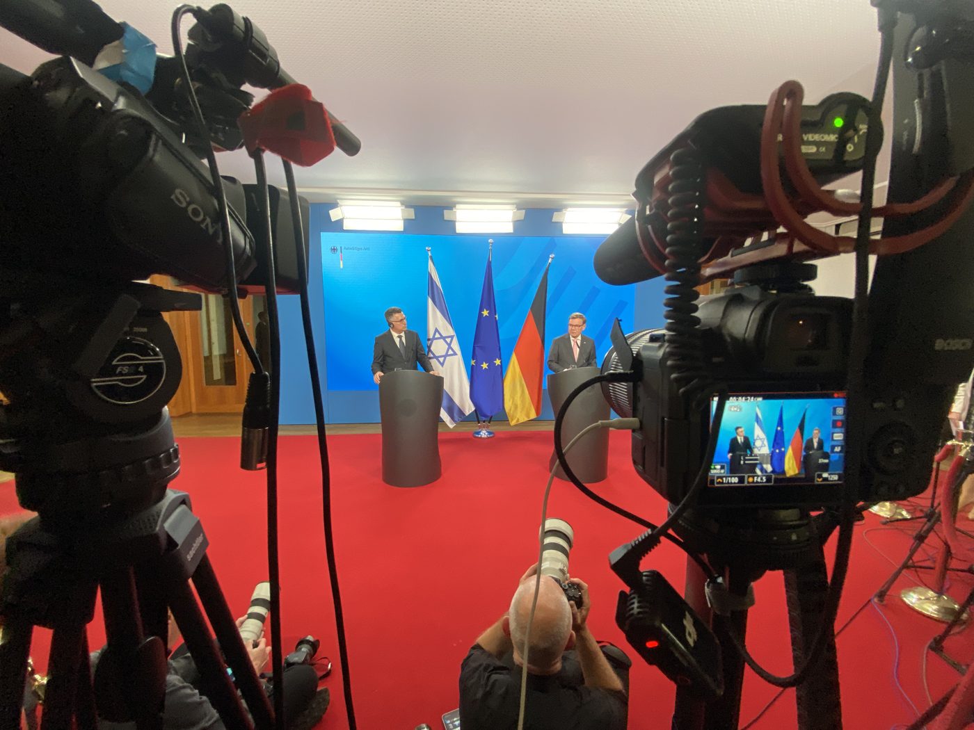 Press conference setup